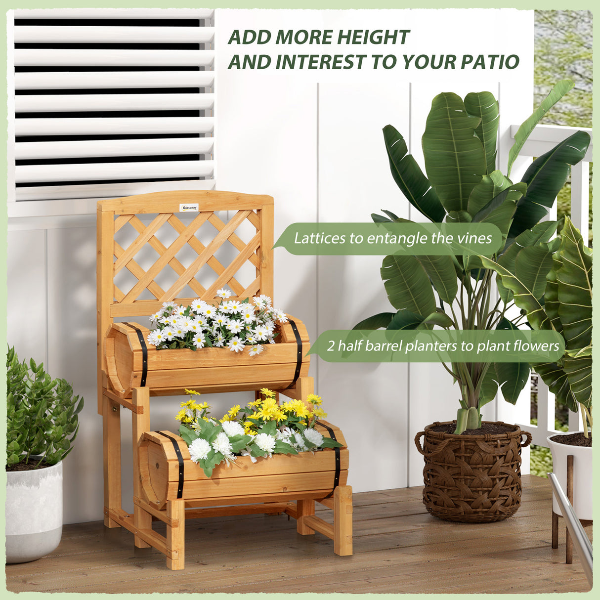 easycomfort easycomfort fioriera da esterno a mezza botte in legno dabete con design verticale rialzato 45x45x80 cm