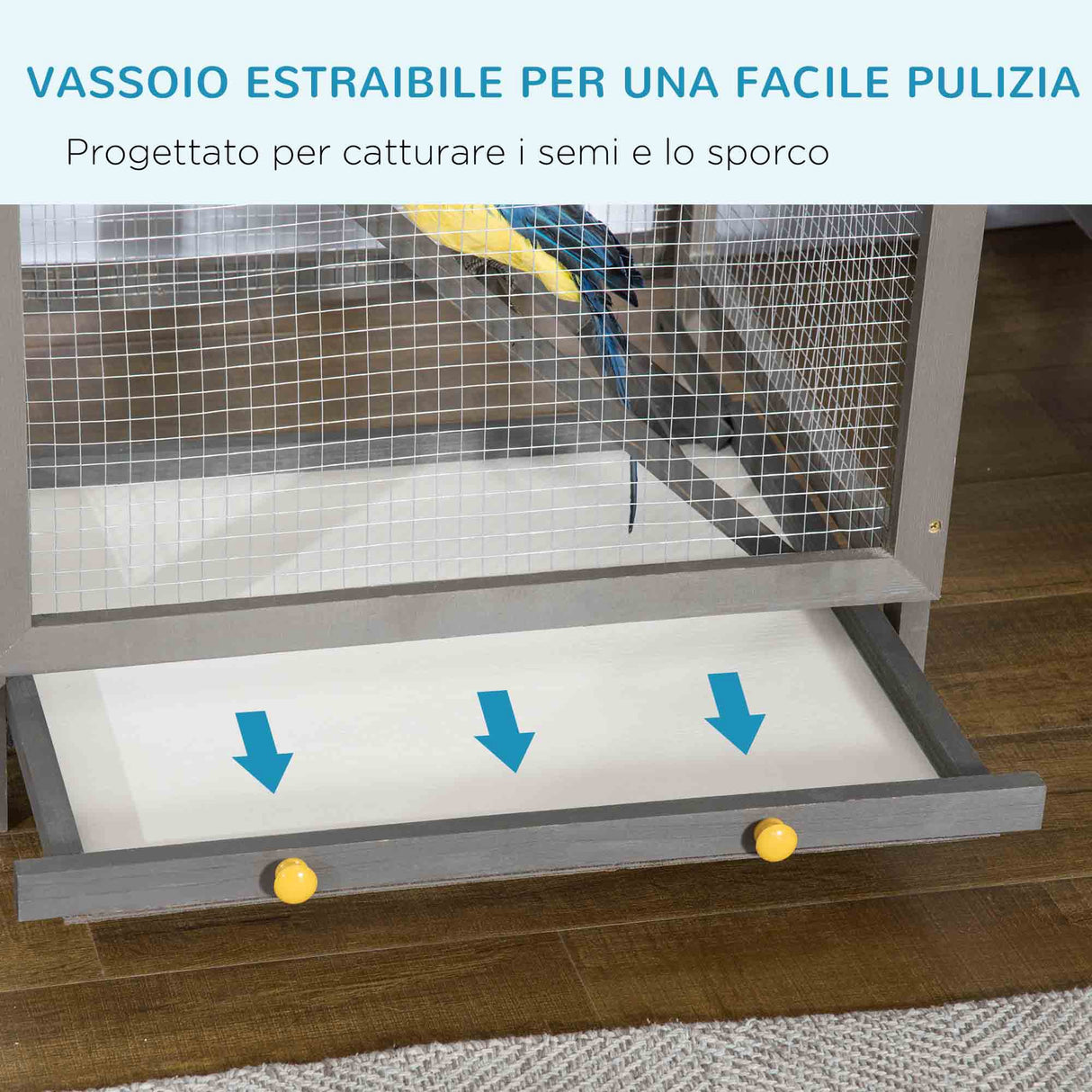 easycomfort easycomfort gabbia per uccelli alta 165cm in legno da esterno con 2 porte e vassoio estraibile grigio chiaro