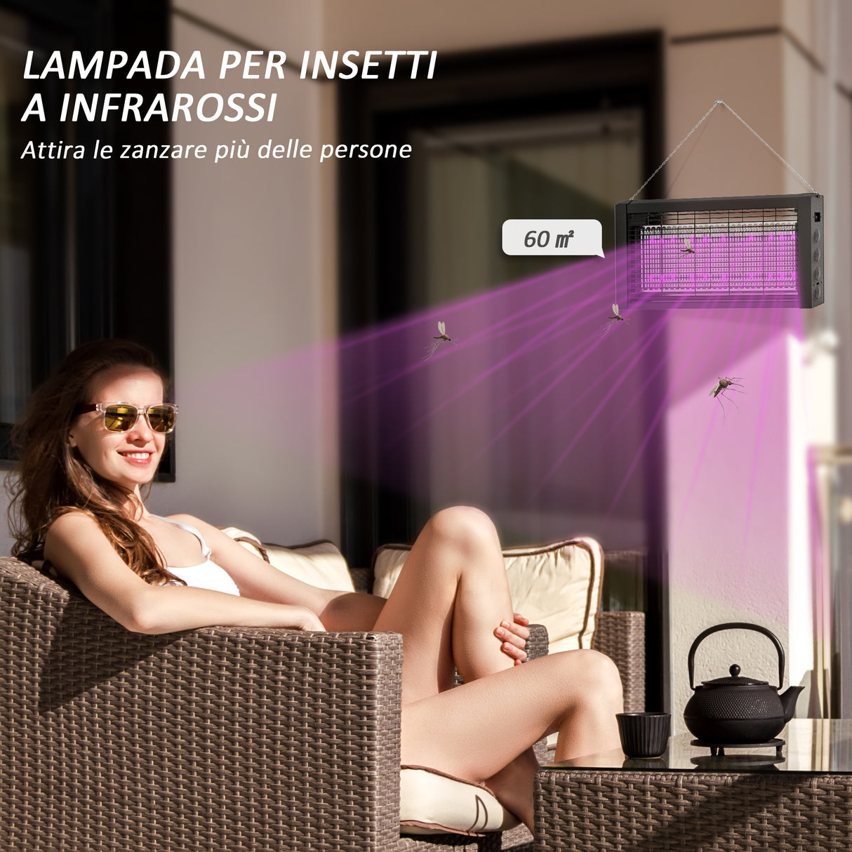 easycomfort easycomfort lampada antizanzare per interno 8w con catenella e rete di protezione 49x6x25 cm nero