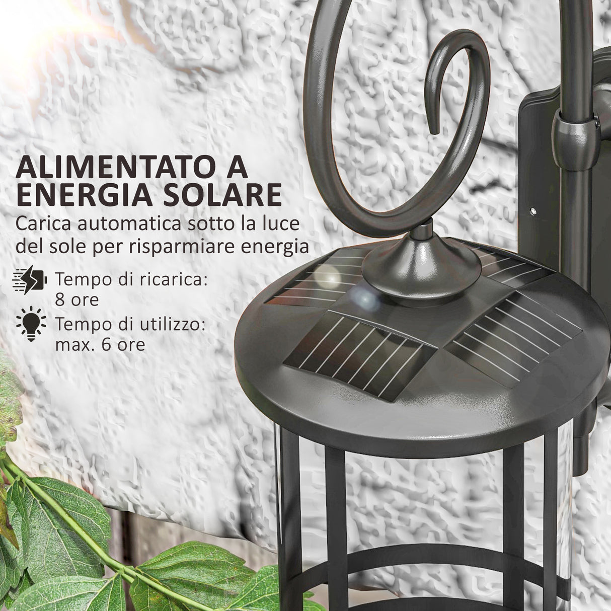 easycomfort easycomfort lampada da esterno con pannello solare impermeabile ip44 e accensione automatica nero
