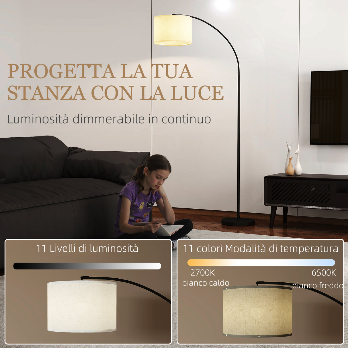 easycomfort easycomfort lampada da terra led regolabile con telecomando 11 temperature e 11 luminosita timer 1h girevole nero