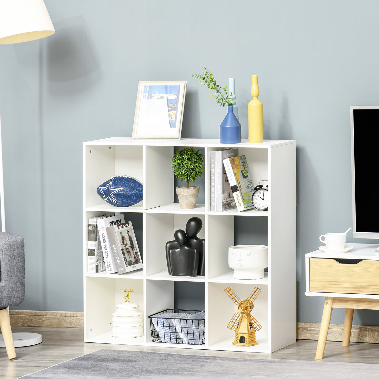 easycomfort easycomfort libreria bianca per casa e ufficio scaffale dal design moderno con 9 scomparti in legno 91 5 x 29 5 x 91 5 cm ean 8054111844895