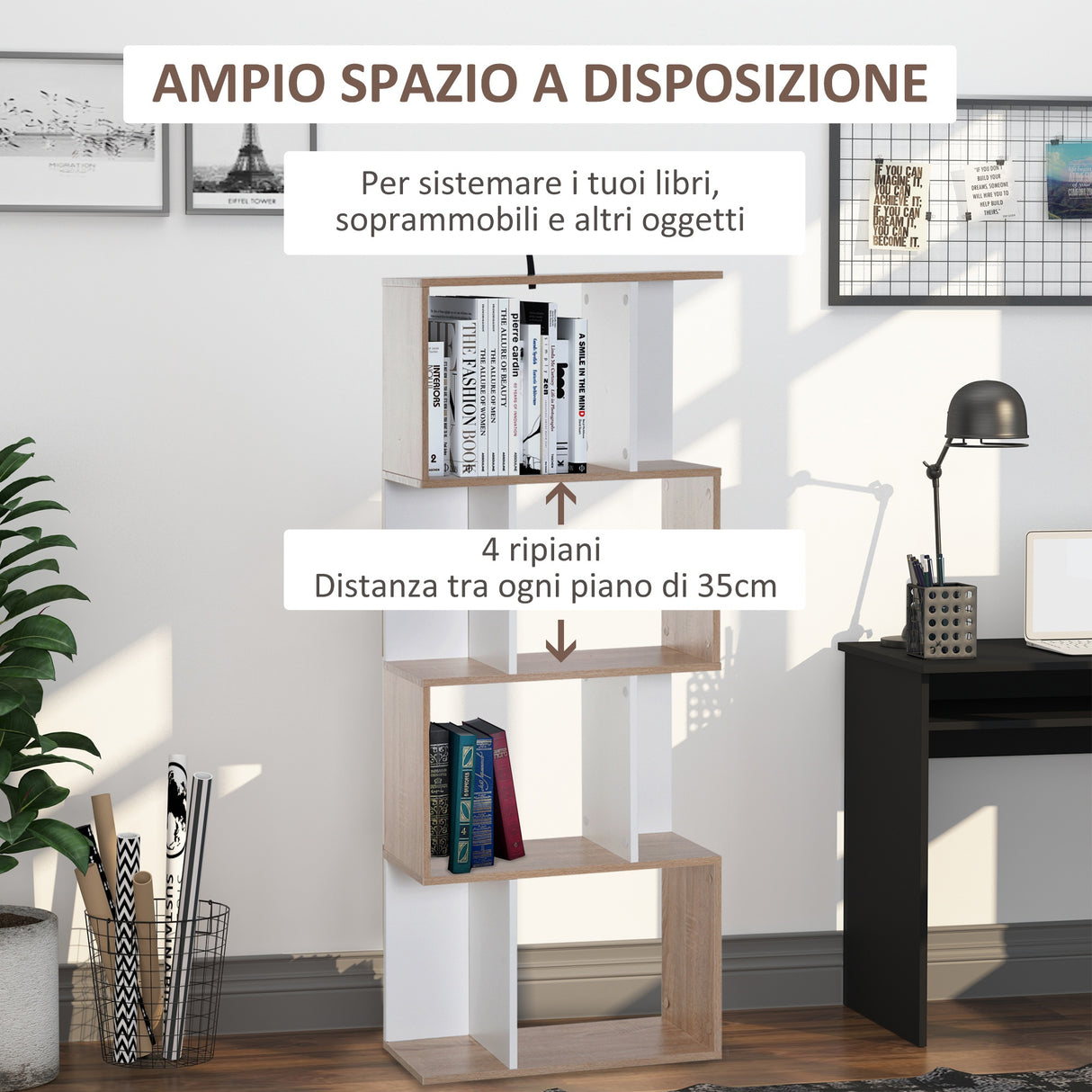 easycomfort easycomfort libreria di design scaffale ufficio legno moderna 4 ripiani 6024148cm ean 8054111844291