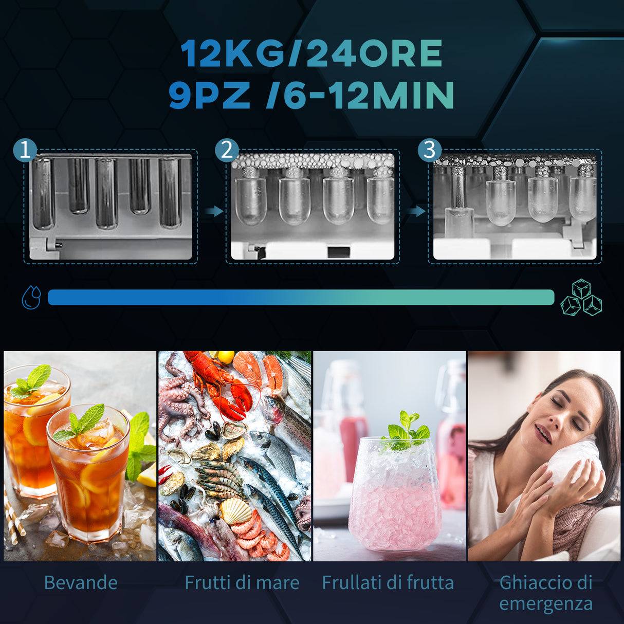 easycomfort easycomfort macchina del ghiaccio da 9 cubetti in 6 12 minuti con cestello e paletta inclusi 23 8x30 5x29 cm nero