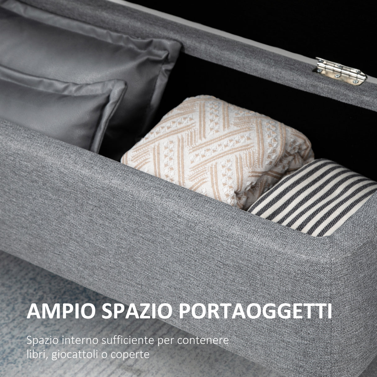 easycomfort easycomfort panca contenitore in tessuto effetto velluto per camera soggiorno e ingresso 101x38 5x44 5 cm grigio