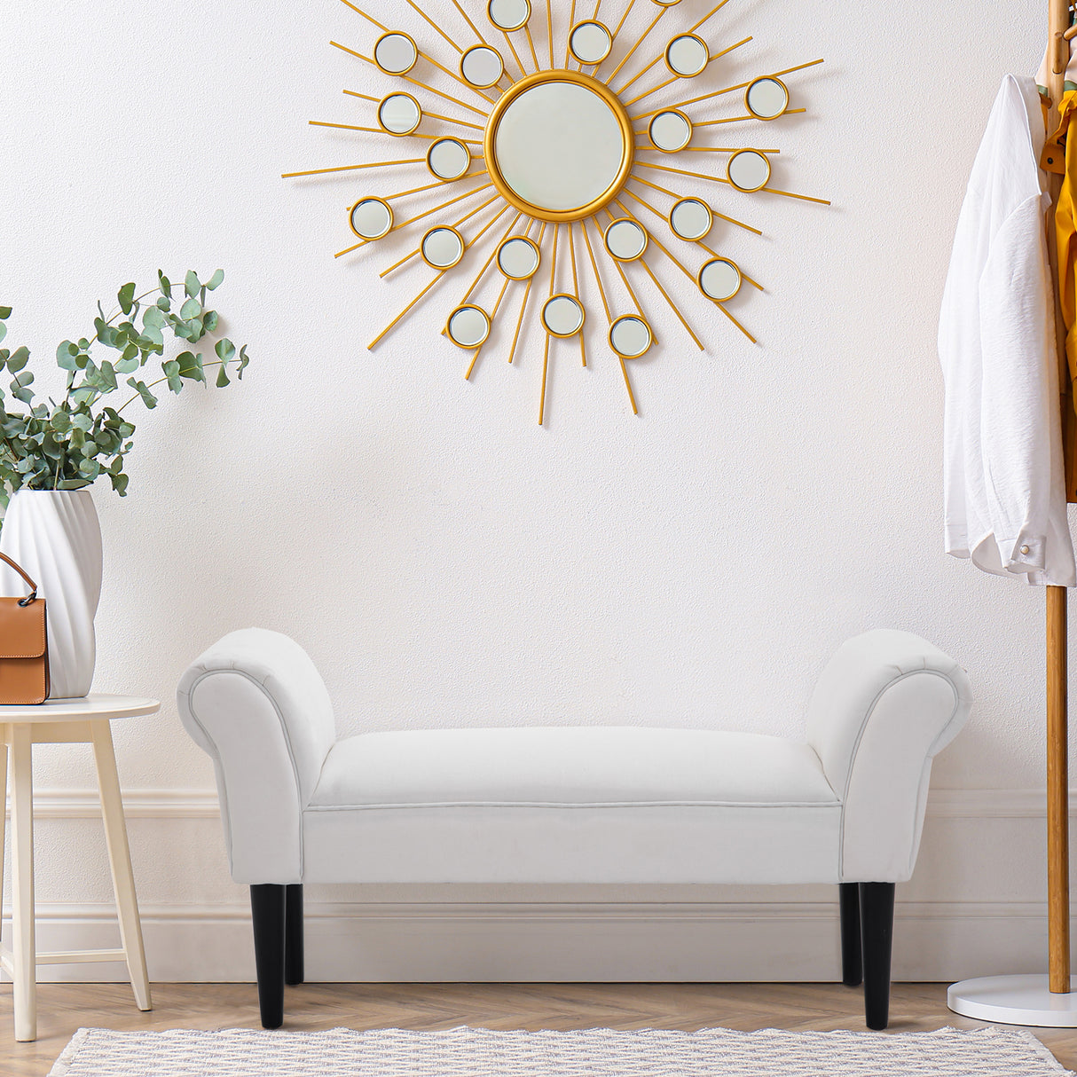 easycomfort easycomfort panca fondo letto imbottita con braccioli arrotolati e 4 piedini 102x35x51 cm grigia