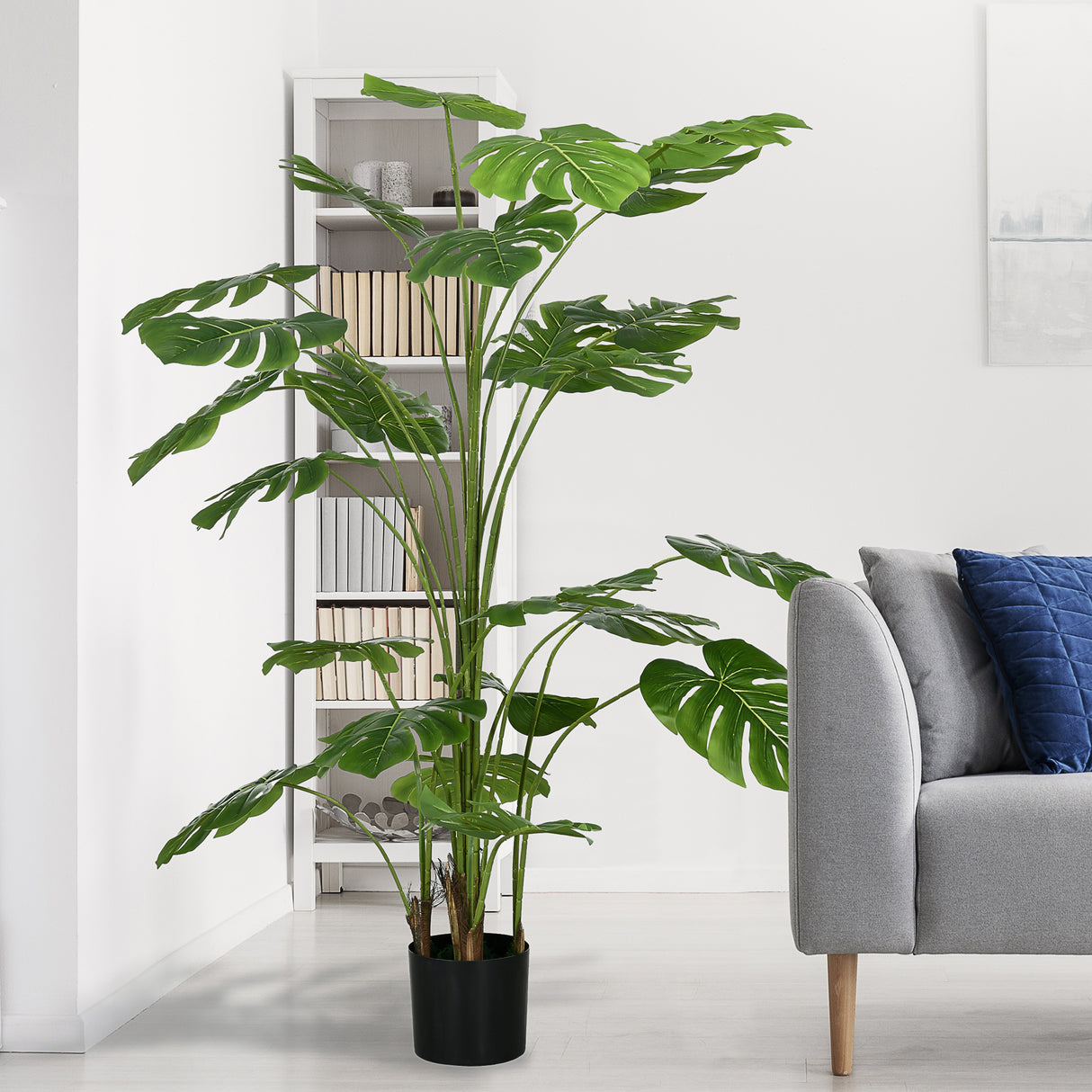 easycomfort easycomfort pianta artificiale monstera alta 180cm per interno ed esterno con vaso incluso
