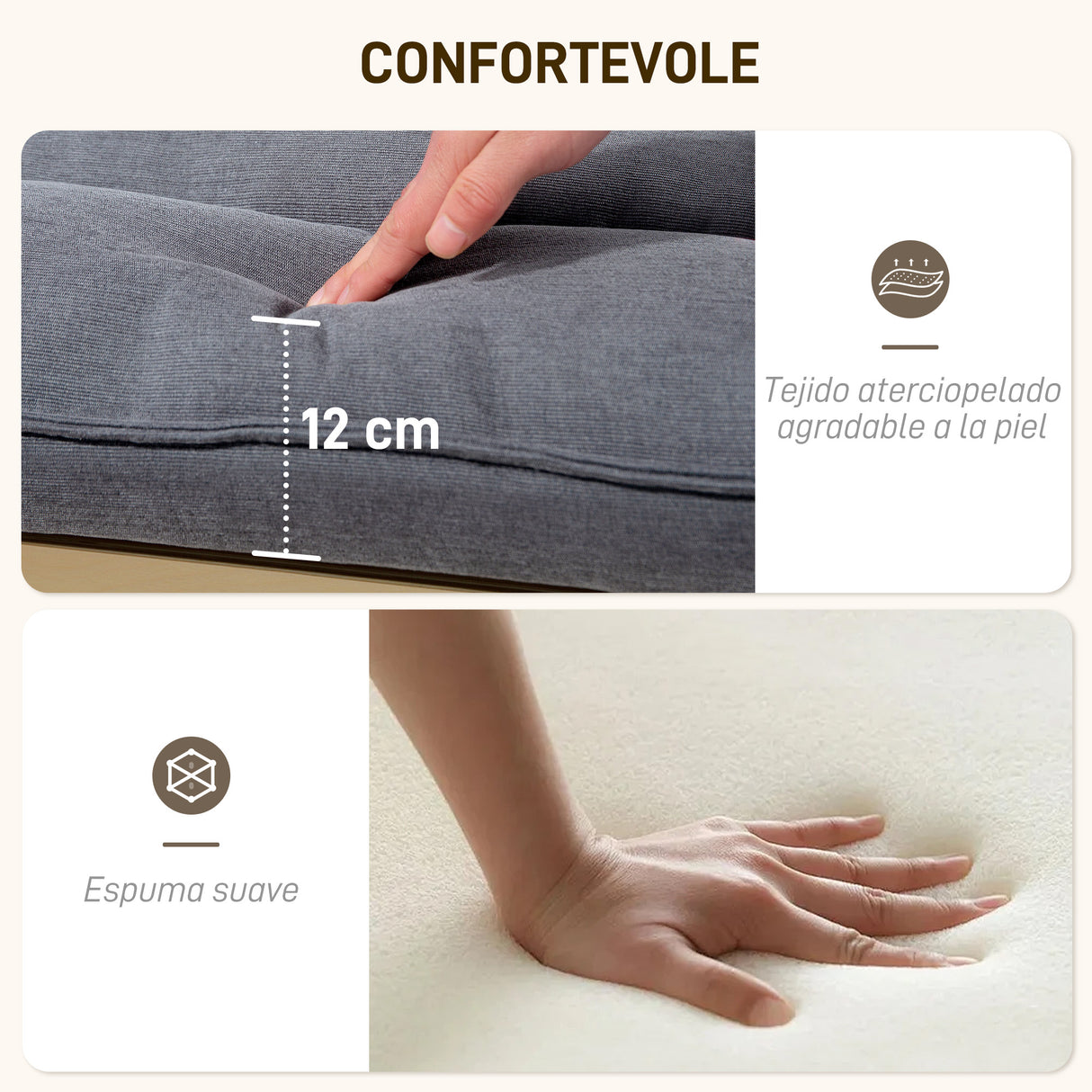 easycomfort easycomfort poltrona a dondolo moderna con braccioli in legno e cuscini spessi in velluto 67x83x105 cm grigio