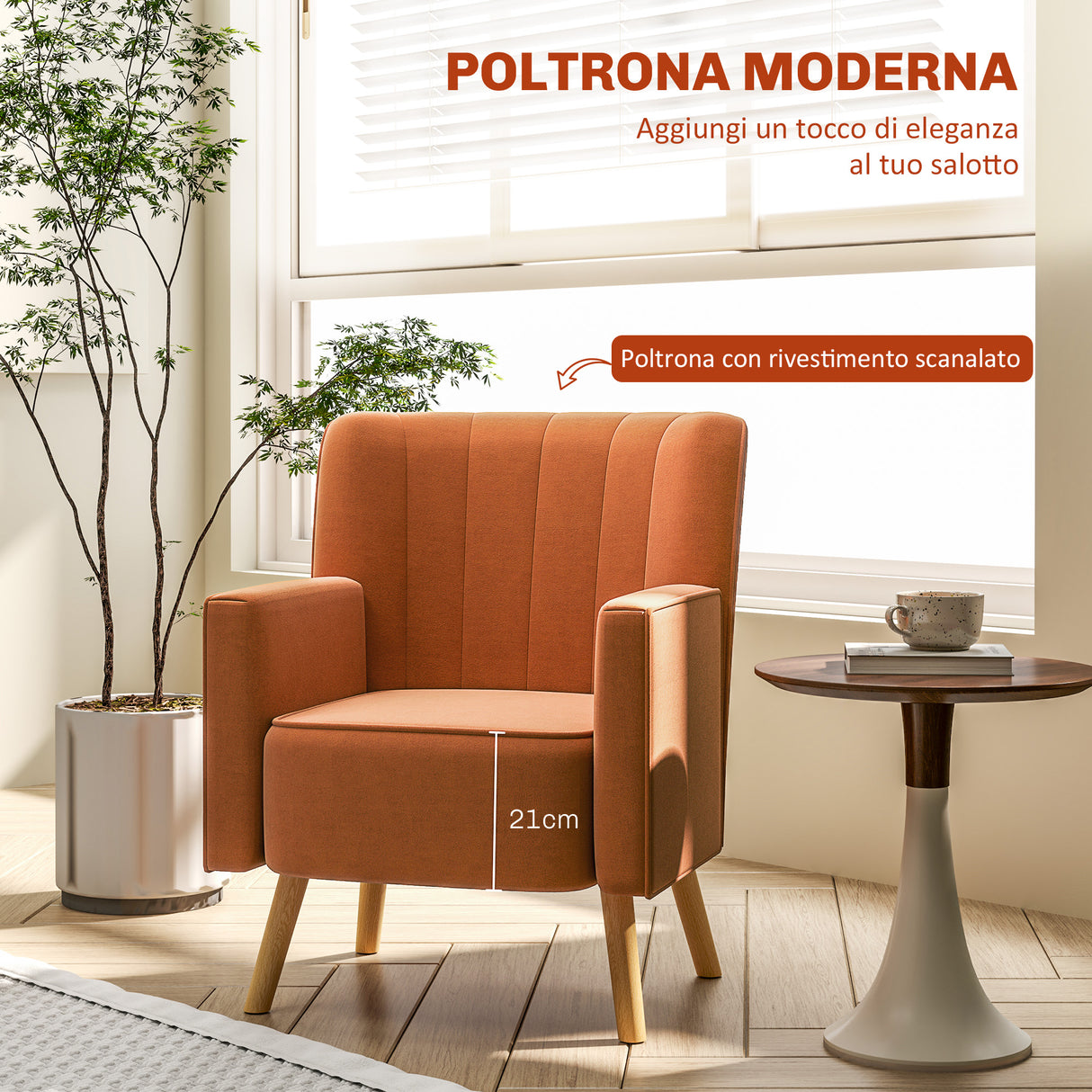easycomfort easycomfort poltrona darredo moderna con schienale inclinato in tessuto effetto velluto 70x76x92 cm marrone