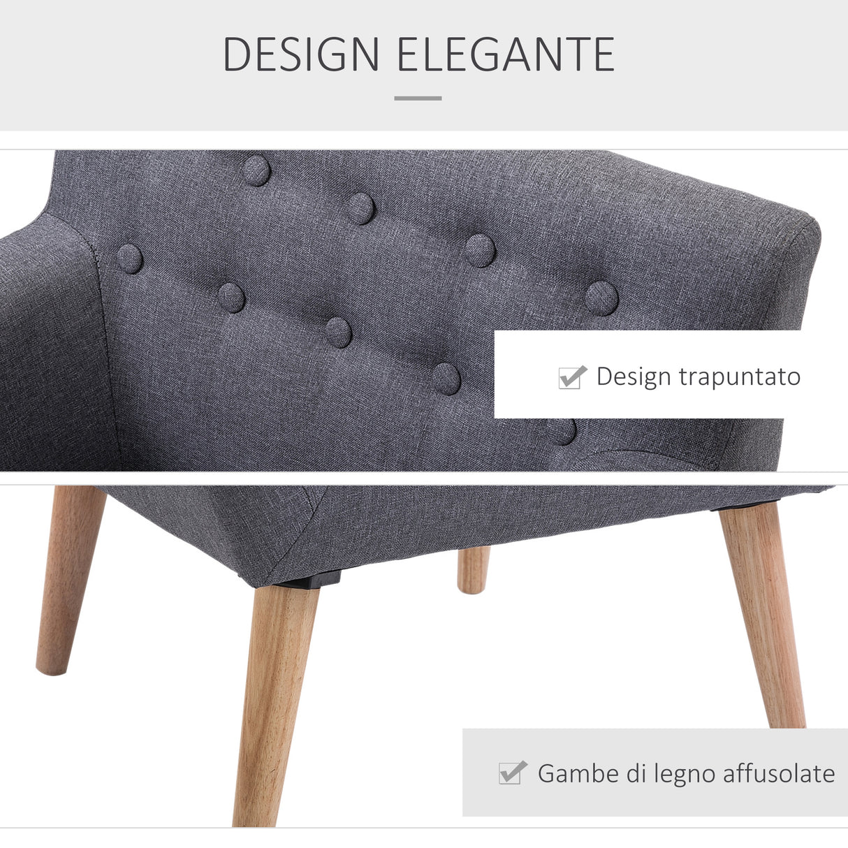 easycomfort easycomfort poltrona imbottita moderna poltroncina da camera soggiorno con braccioli tessuto legno 68 58 5 76cm grigio chiaro ean 8055776915784