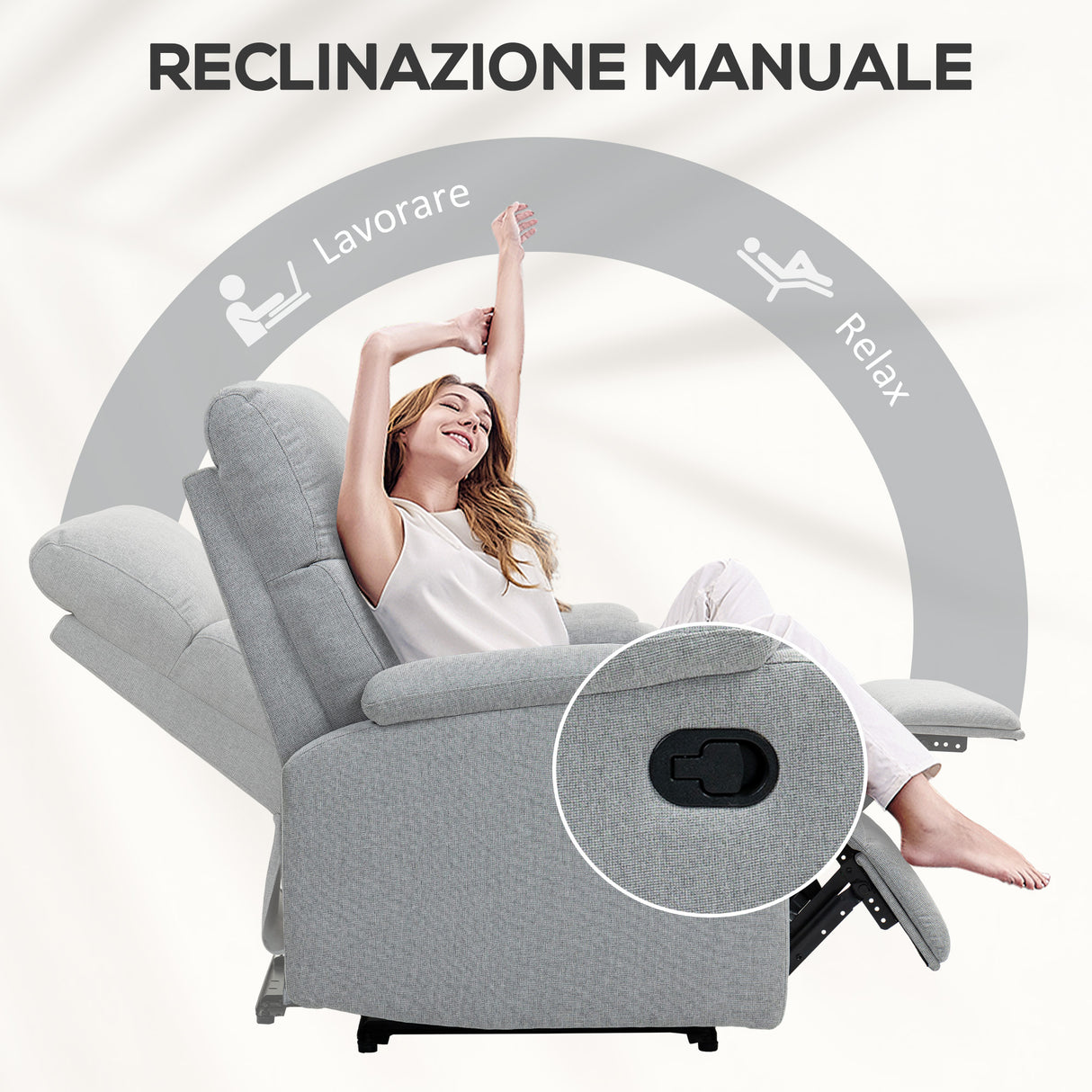 easycomfort easycomfort poltrona reclinabile manualmente a 60 extra imbottita in tessuto con poggiapiedi grigio