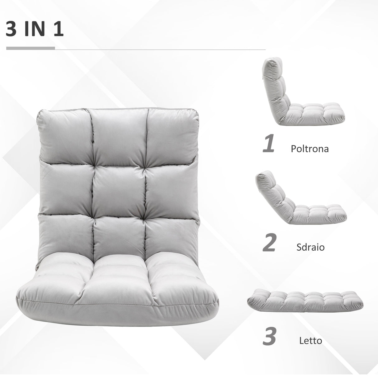 easycomfort easycomfort poltrona relax da terra con schienale reclinabile fino 180 71x55x53 5cm grigio chiaro