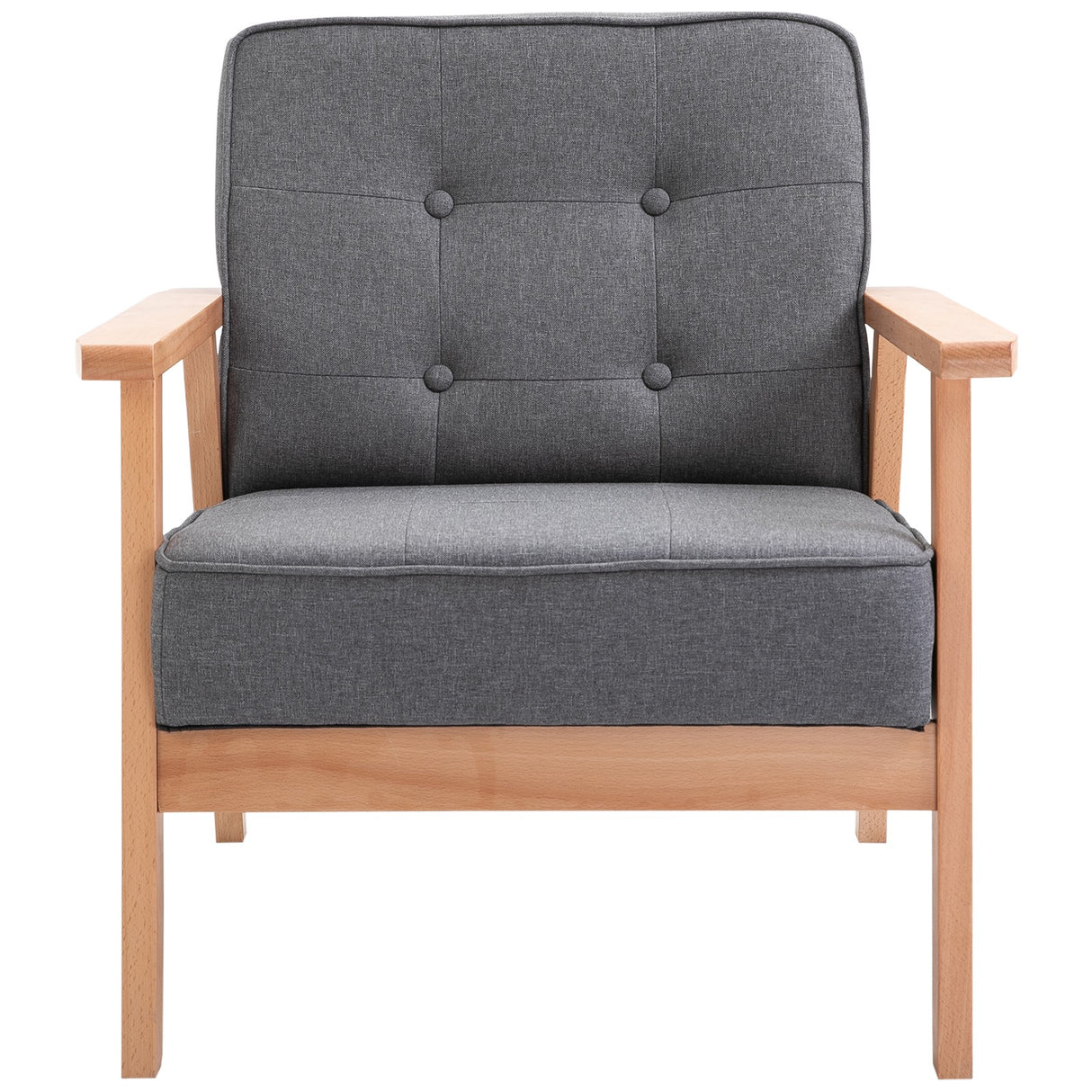 easycomfort easycomfort poltrona stile scandinavo imbottita e trapuntata a bottoni in tessuto e legno 64 5x70x74cm grigio ean 8055776913322