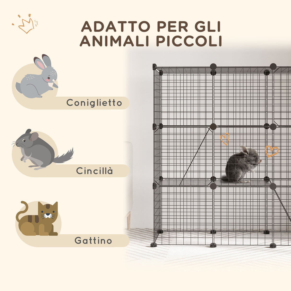 easycomfort easycomfort recinto per animali modulabile con 31 pannelli 2 porte e 2 rampe in acciaio e pp 105x45x105 cm nero