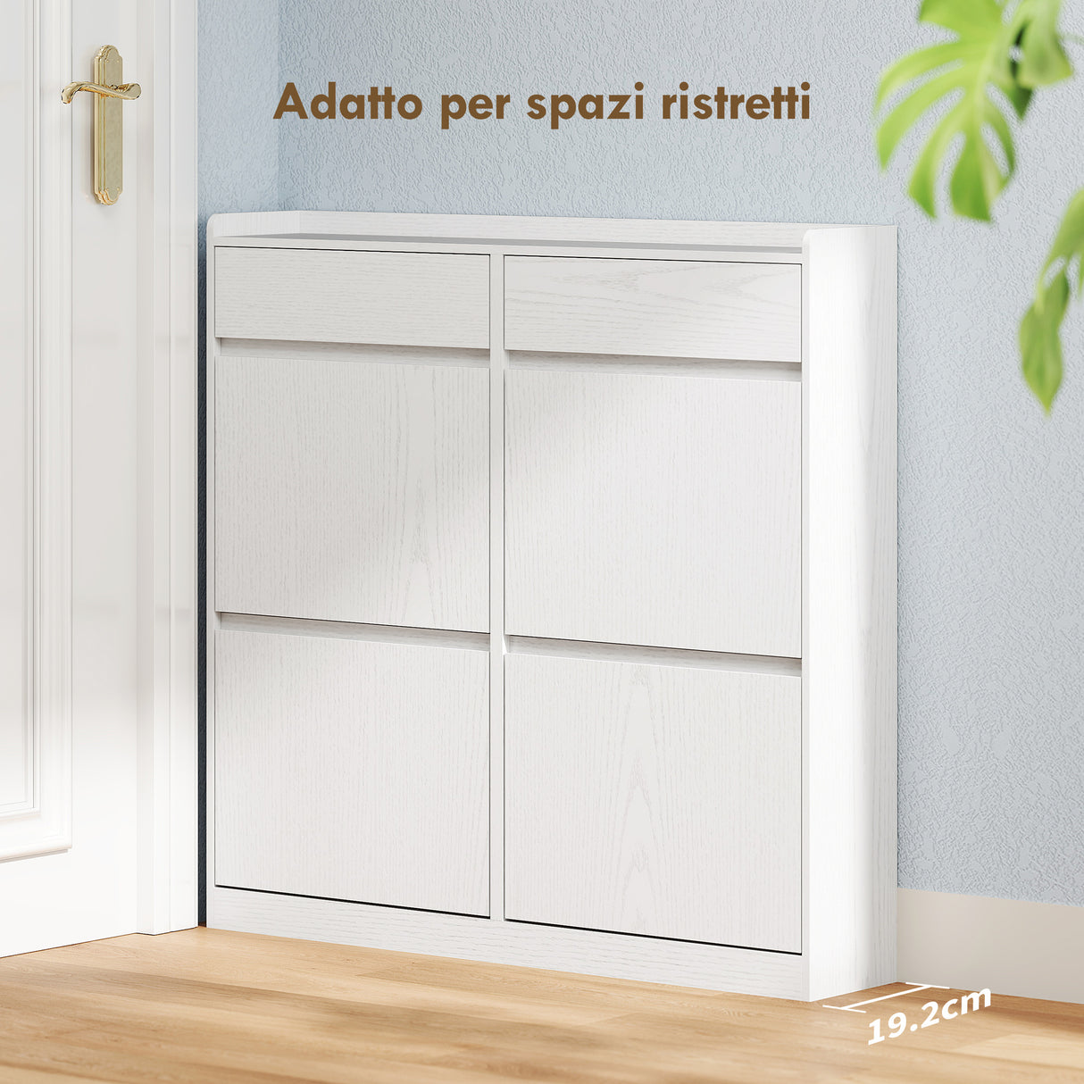 easycomfort easycomfort scarpiera slim in legno con 4 cassetti a ribalta e 2 cassetti scorrevoli 98x19 2x95 3 cm bianco
