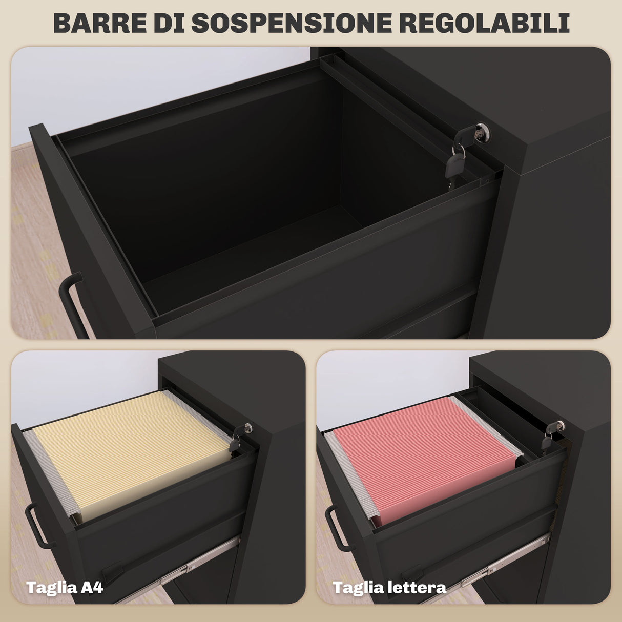 easycomfort easycomfort schedario portadocumenti minimal a 3 cassetti con barra regolabile in acciaio 36 5x46 2x99 cm nero