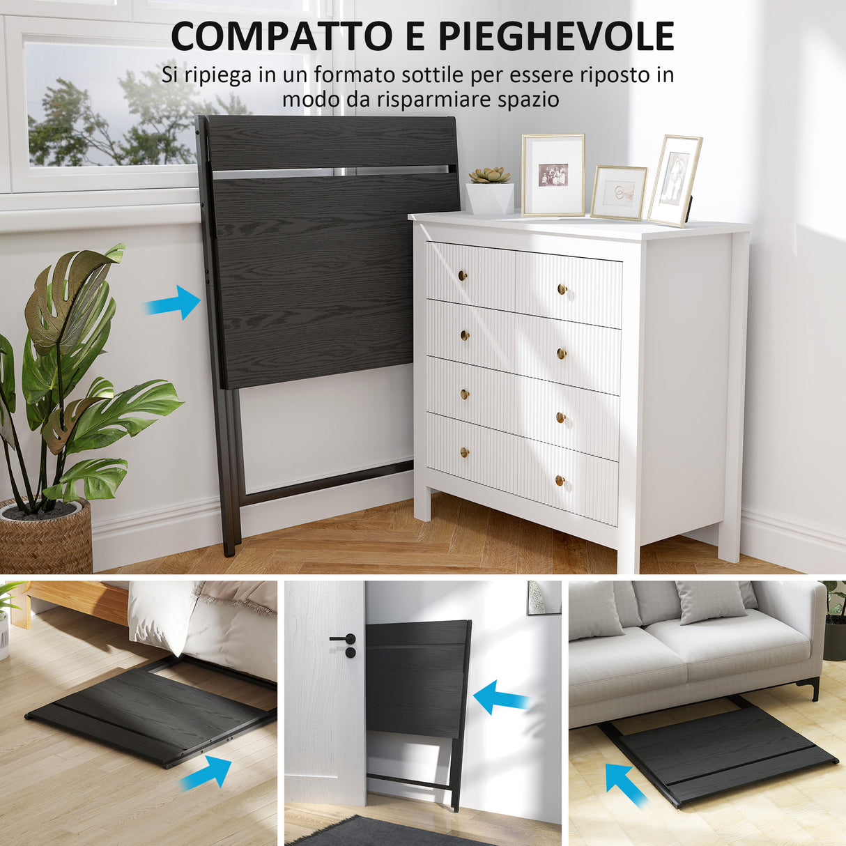 easycomfort easycomfort scrivania pieghevole con ripiano per monitor 81 5x62x86 5 cm nero