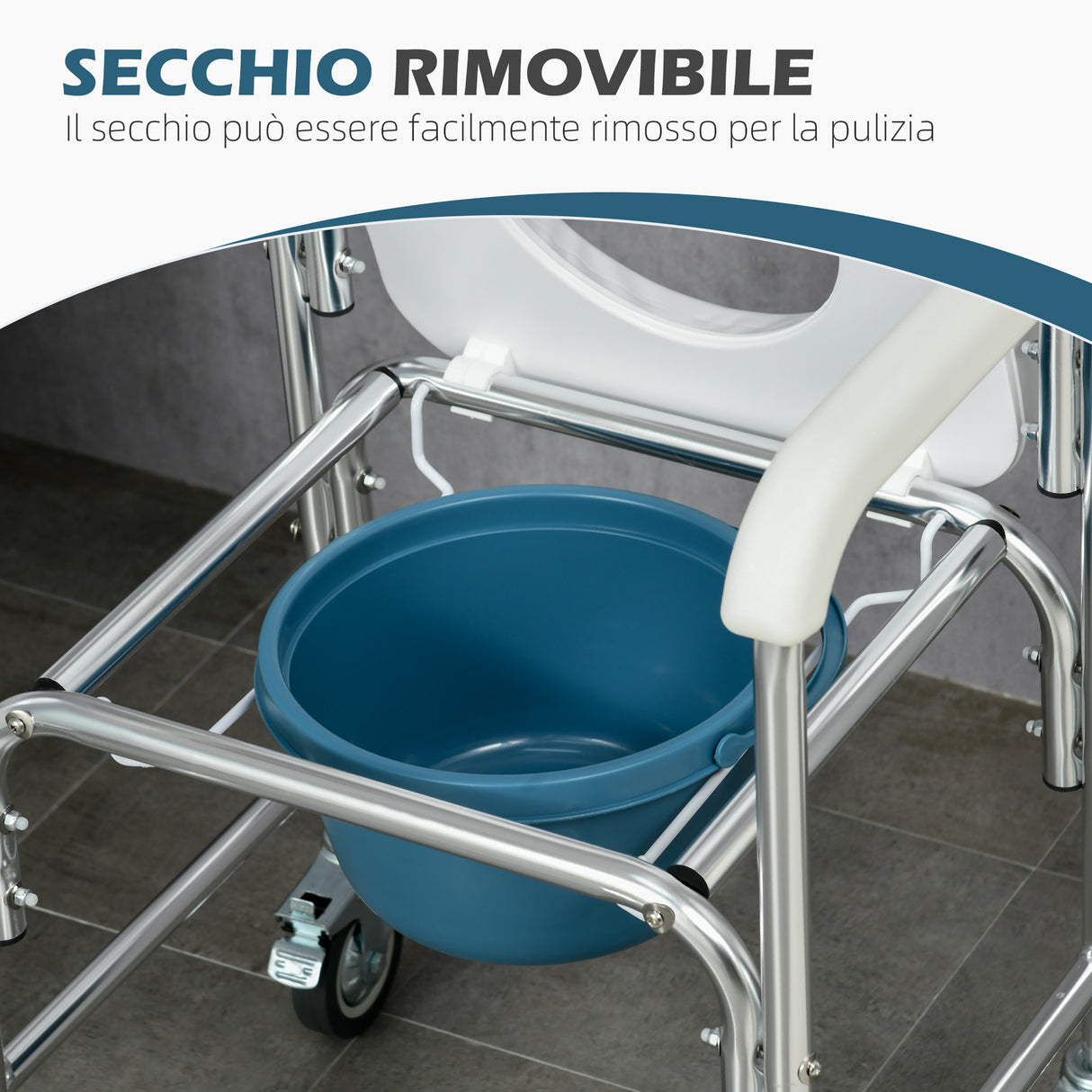 easycomfort easycomfort sedia comoda con ruote per anziani 3 in 1 sedia per wc in alluminio con secchio rimovibile bianco