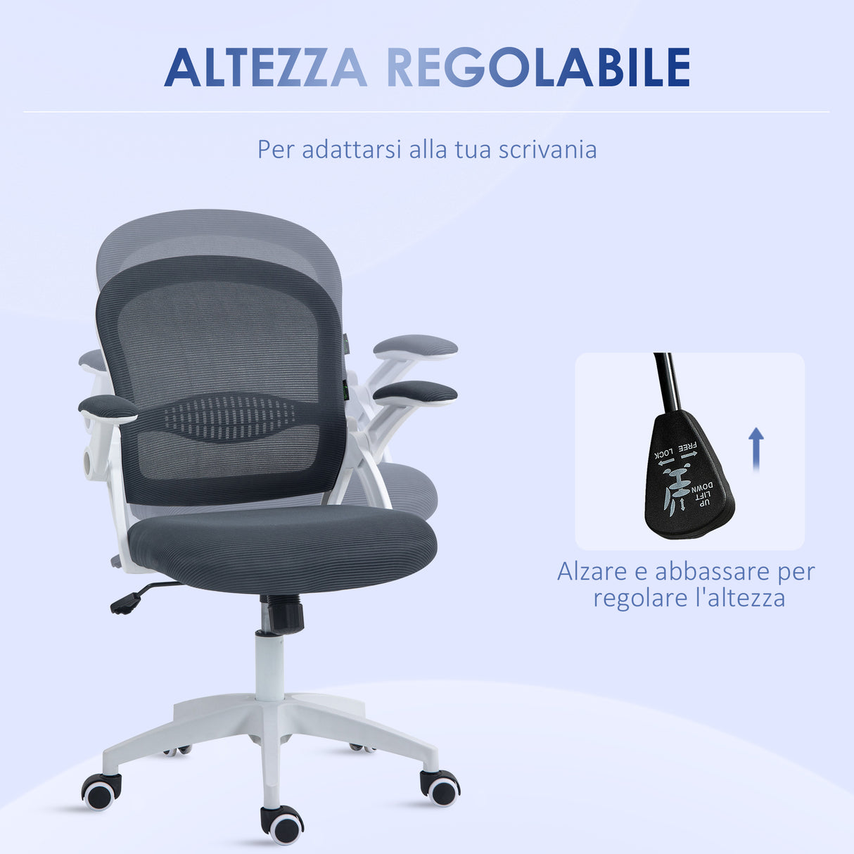 easycomfort easycomfort sedia da ufficio ergonomica con schienale a rete e altezza regolabile 65 5x61 5x88 97 5cm grigio
