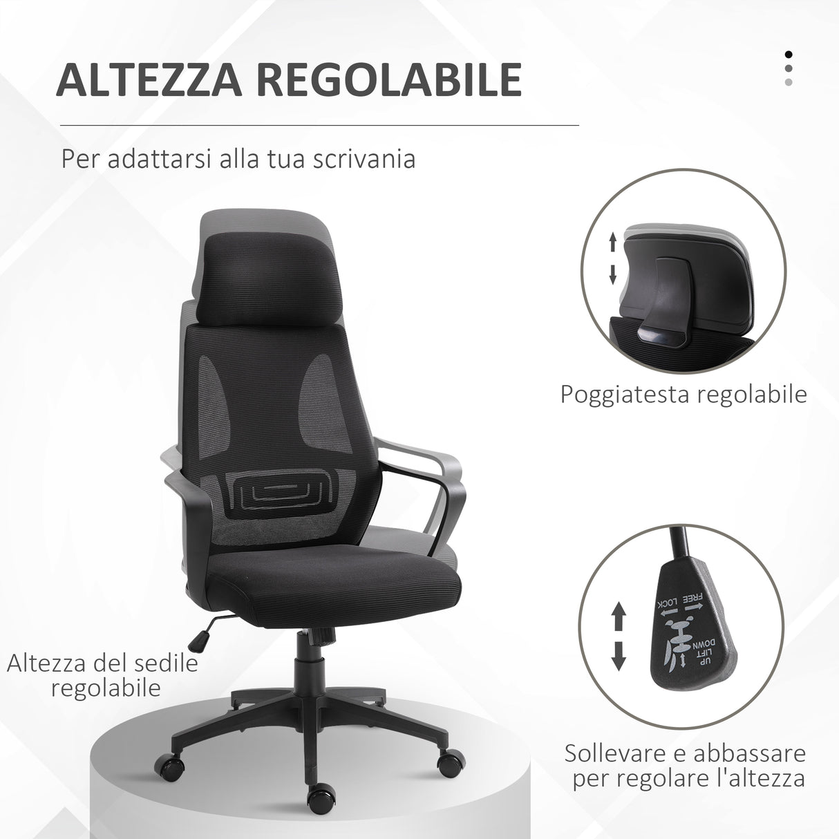 easycomfort easycomfort sedia da ufficio reclinabile con poggiatesta e supporto lombare in poliestere 64x55x116 126 cm nero