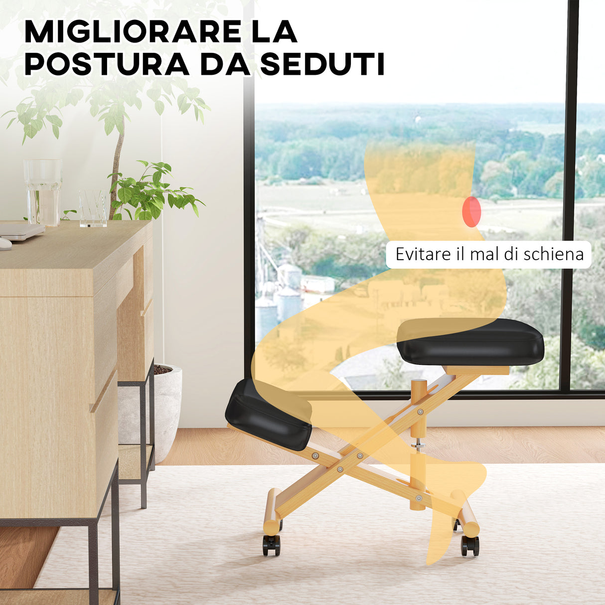 easycomfort easycomfort sedia ergonomica posturale con inginocchiatoio altezza regolabile e rotelle in legno nero