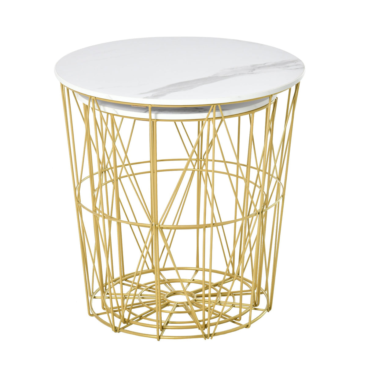 easycomfort easycomfort set 2 tavolini da salotto moderni impilabili con ripiano rimovibile tavolino da caffe con contenitore per soggiorno e camera bianco oro