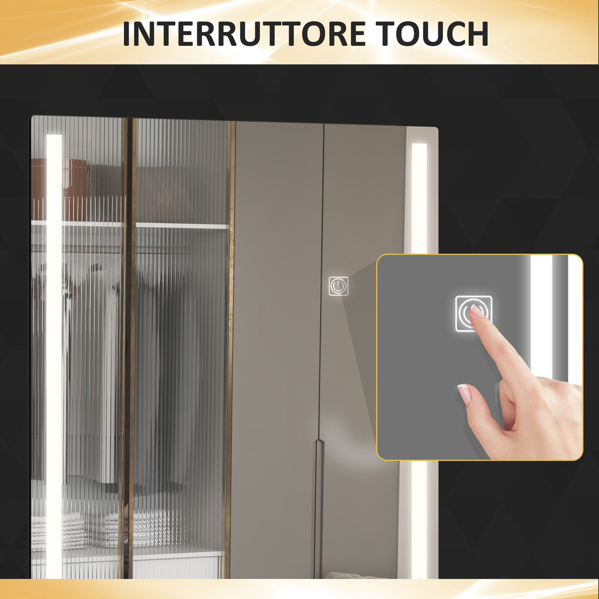 easycomfort easycomfort specchio da parete rettangolare con luci led regolabili e interruttore touch 40x120cm