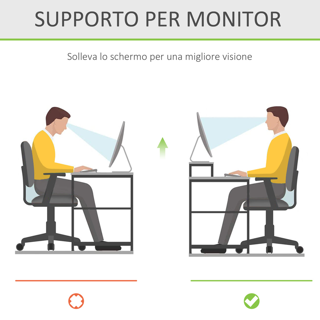 easycomfort easycomfort supporto monitor con spazio per mouse e tastiera e ripiano con cubo portaoggetti in bambu 49x25 5x11 5 cm