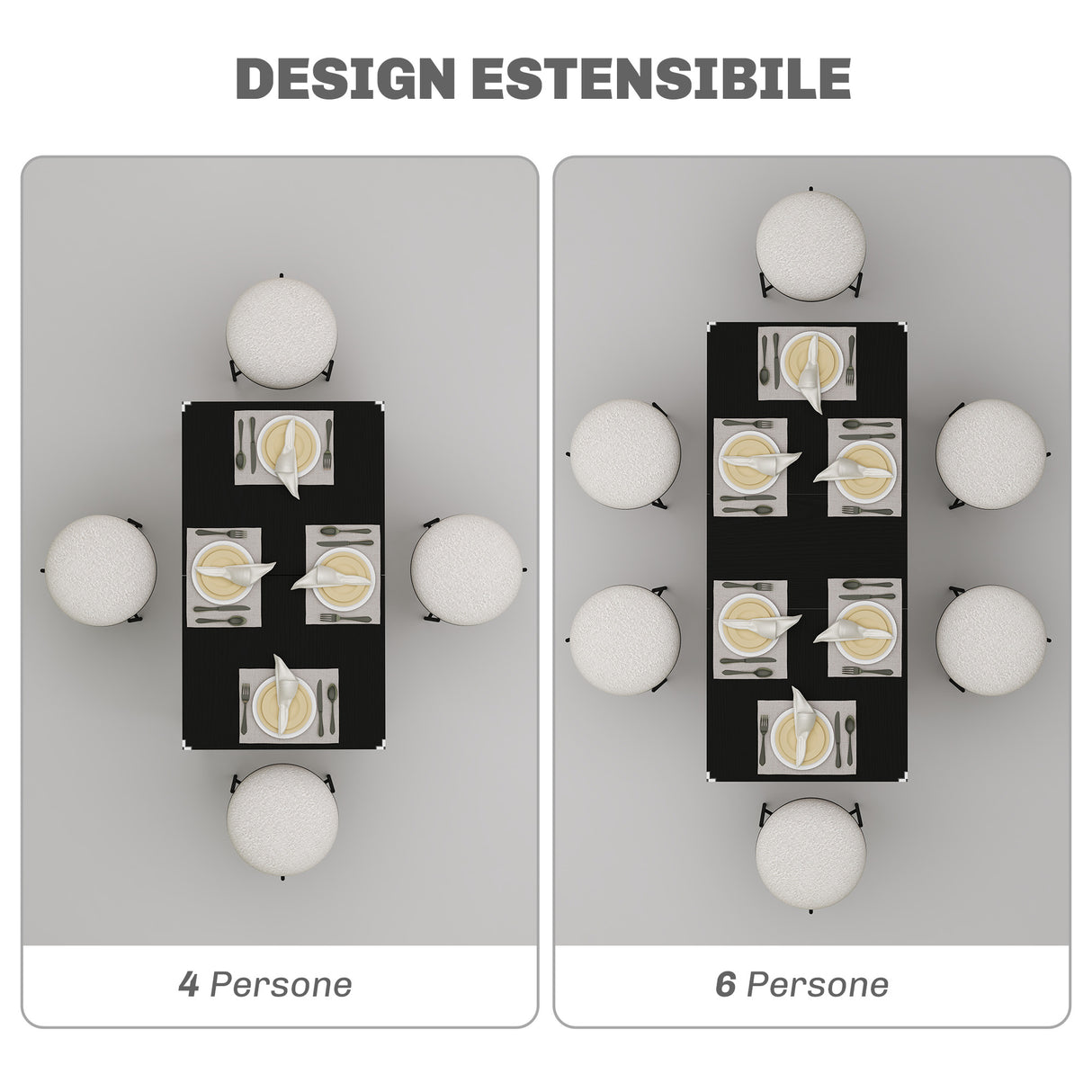 easycomfort easycomfort tavolo allungabile 4 6 posti espandibile da 120 160 cm con gambe in acciaio nero