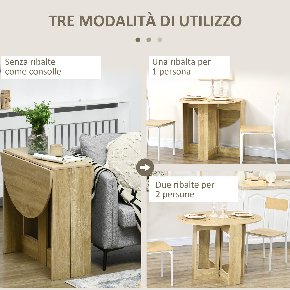 easycomfort easycomfort tavolo pieghevole da pranzo a 2 ribalte tavolo consolle in legno salvaspazio rovere