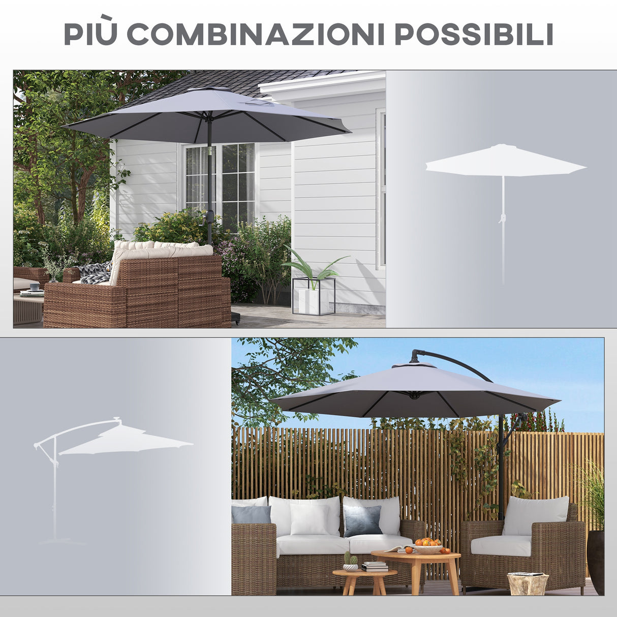 easycomfort easycomfort telo per ombrellone da 295 cm in poliestere grigio resistente allacqua con presa daria superiore
