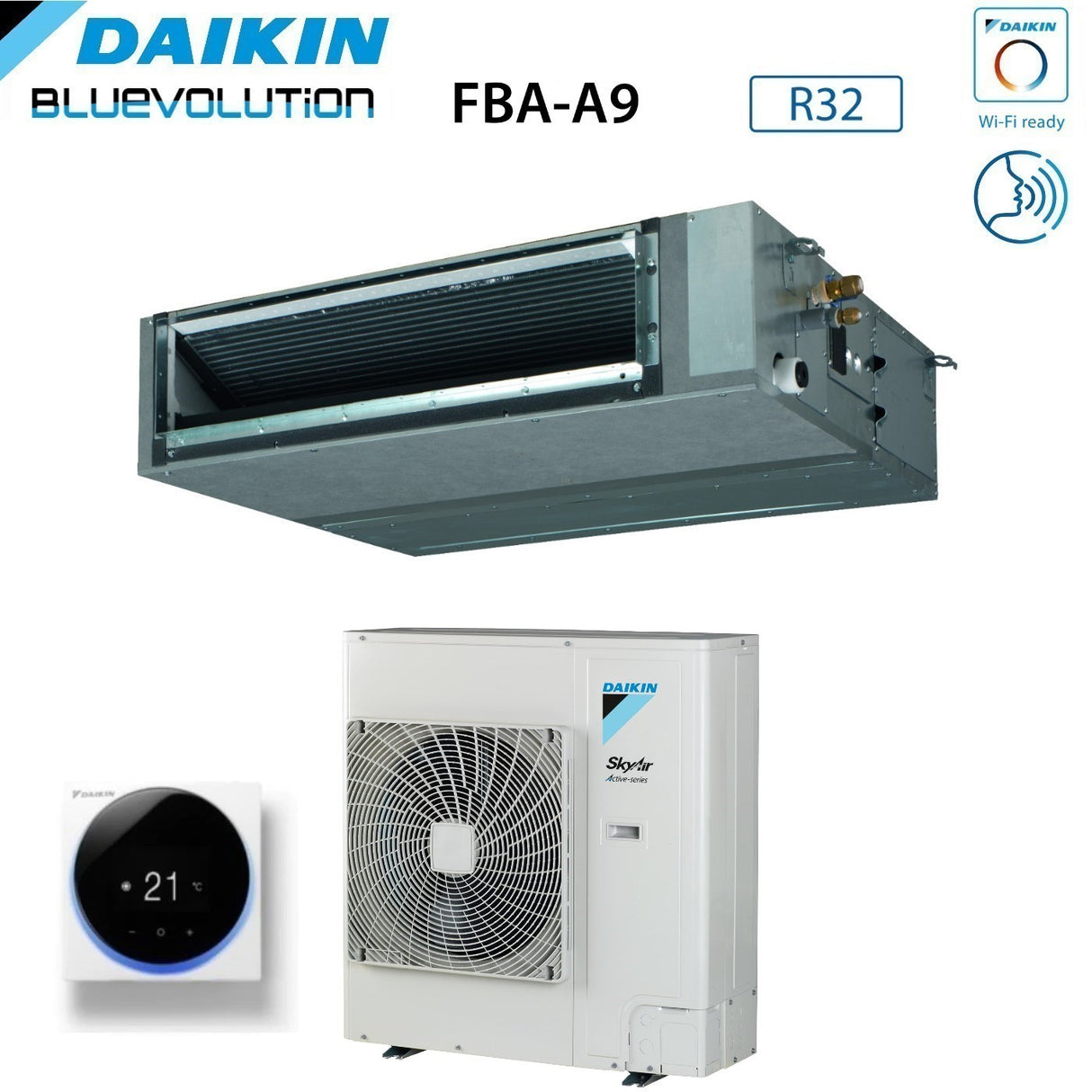 climatizzatore condizionatore daikin bluevolution canalizzato media prevalenza 36000 btu fba100a _ rzasg100mv1 monofase r 32 wi fi optional con comando a filo 5489