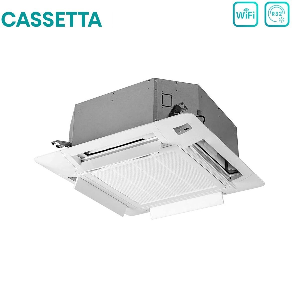 climatizzatore condizionatore hisense dual split inverter a cassetta 9_12 con 2amw42u4rgc r 32 wi fi optional 9000_12000 con telecomando e pannello incluso