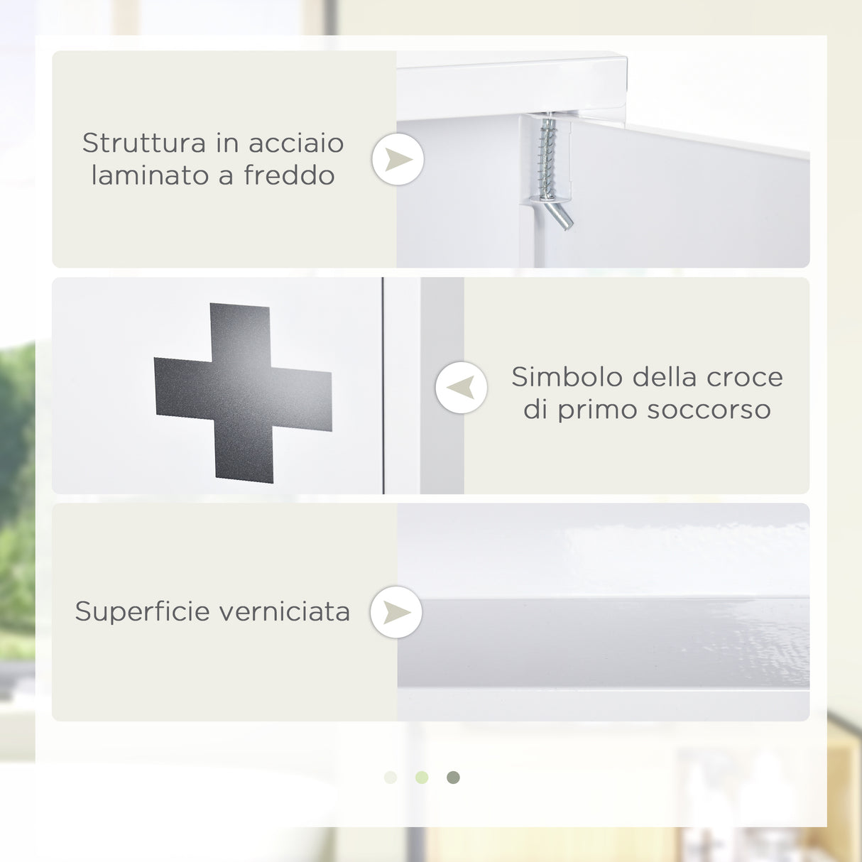 easycomfort easycomfort armadietto medicinali a 3 ripiani con porta magnetica in acciaio 30x12x60 cm bianco