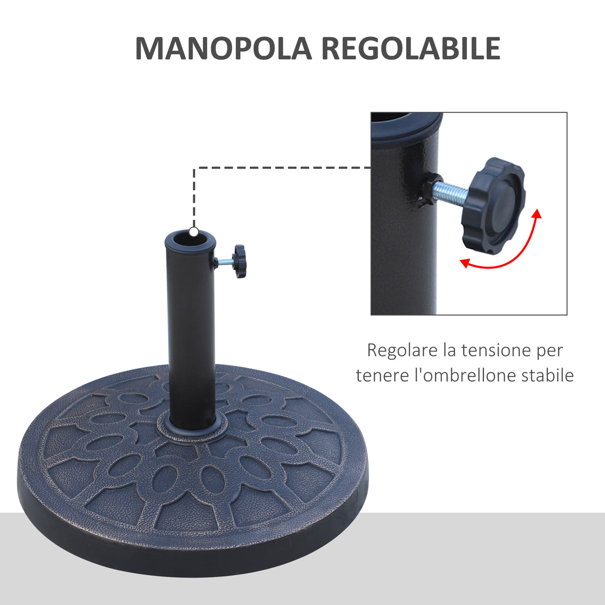 easycomfort easycomfort base per ombrellone rotondo per pali da 38 e 48 mm in resina e acciaio 45 cm bronzo