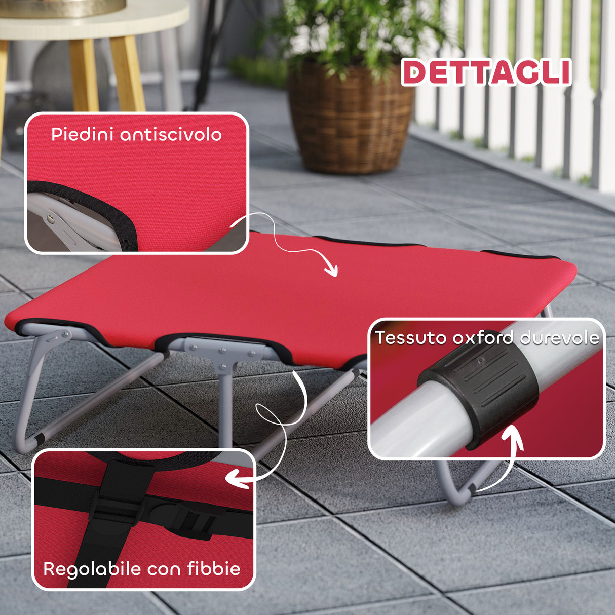easycomfort easycomfort brandina per cani piccoli pieghevole per interno ed esterno metallo e tessuto oxford 71x58x20 cm rosso