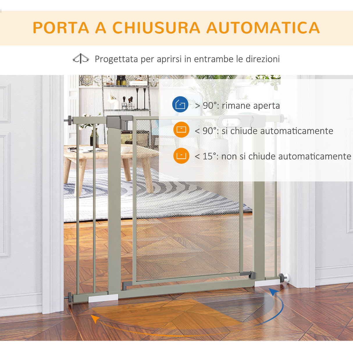 easycomfort easycomfort cancellino per cani estensibile a pressione con chiusura automatica 75 103x76 cm grigio