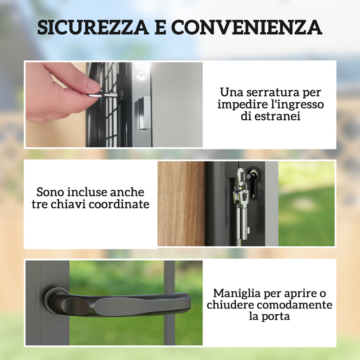 easycomfort easycomfort cancello giardino a 2 paletti con maniglia lucchetto e 3 chiavi in acciaio zincato 105x204 cm nero