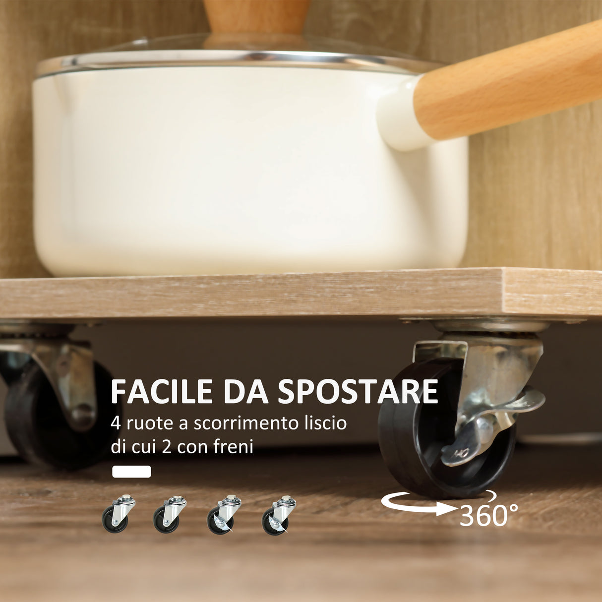 easycomfort easycomfort carrello da cucina portavivande con cassetto ripiani e armadietto in legno acciaio e vetro 65x39x80cm