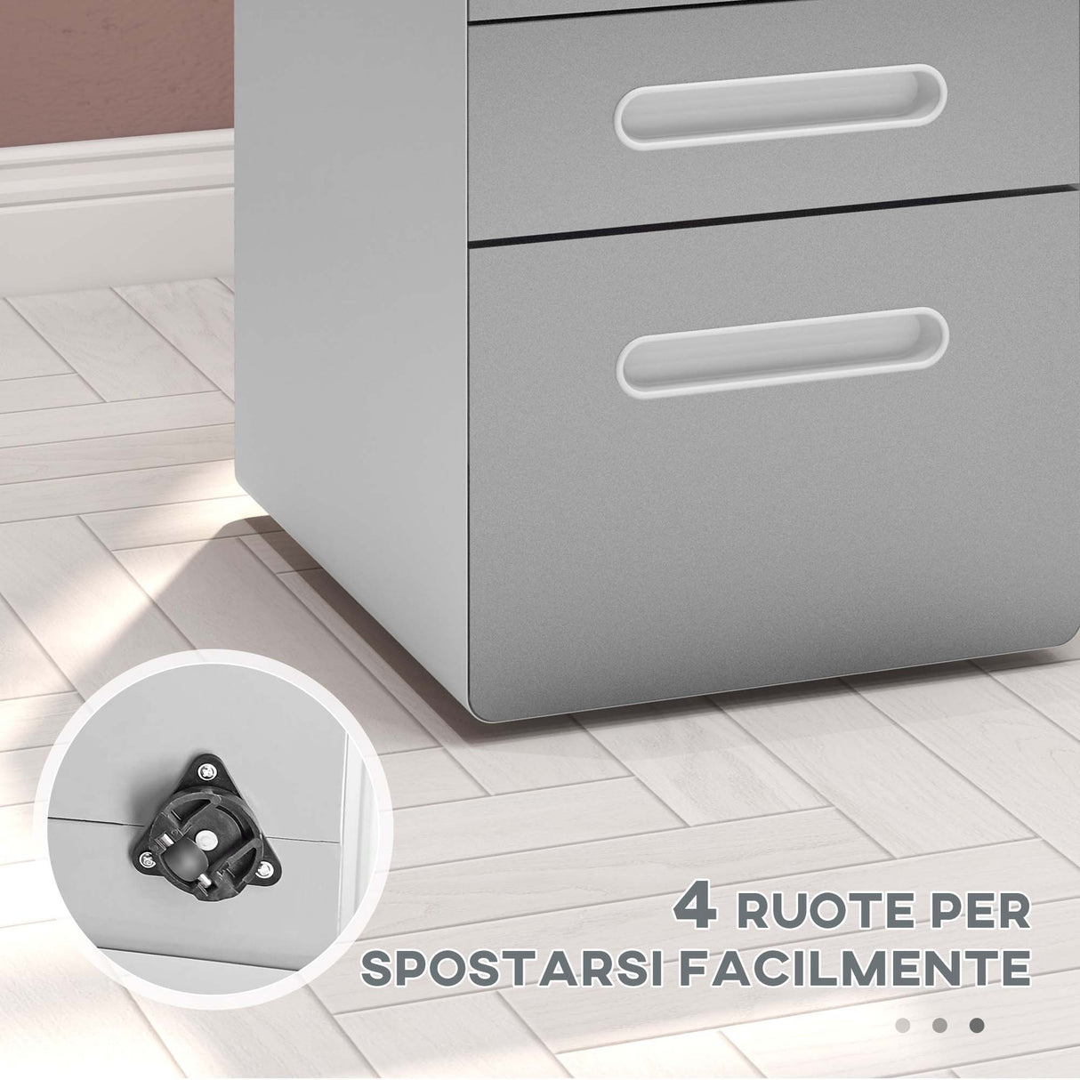 easycomfort easycomfort cassettiera per ufficio a 3 cassetti con serratura ruote portadocumenti formato a4 legale e lettera grigio chiaro