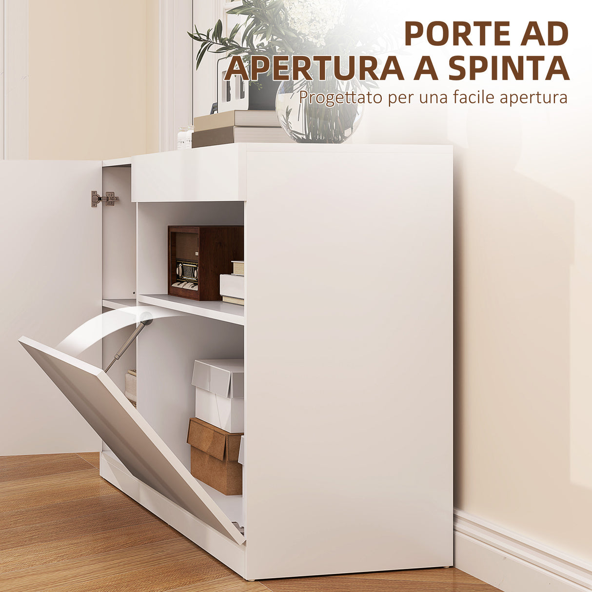 easycomfort easycomfort credenza moderna bassa con ante ammortizzate e apertura a pressione ripiani regolabili bianco