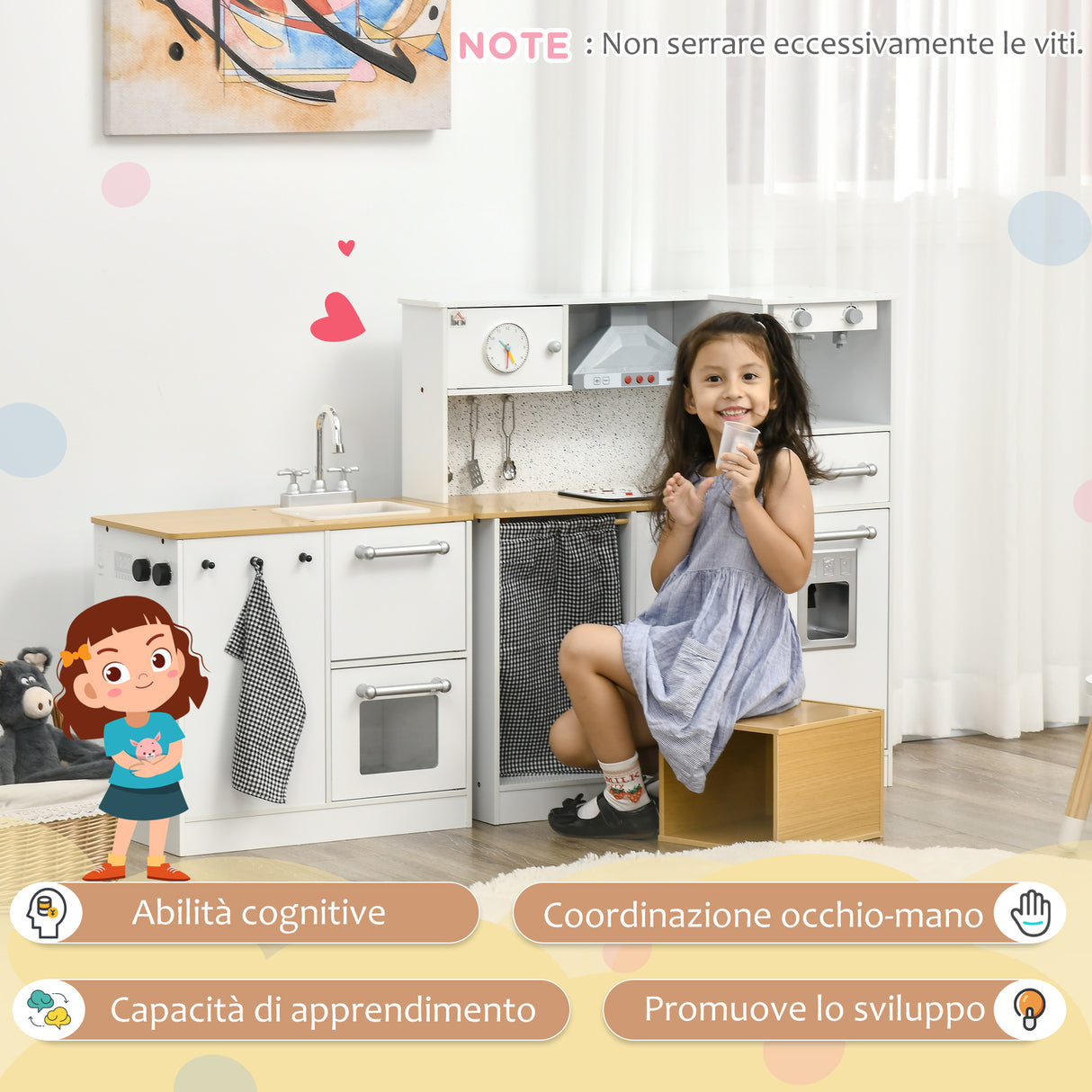 easycomfort easycomfort cucina giocattolo 2 pezzi per bambini 3 6 anni con utensili da cucina luci ed effetti sonori in mdf e pp