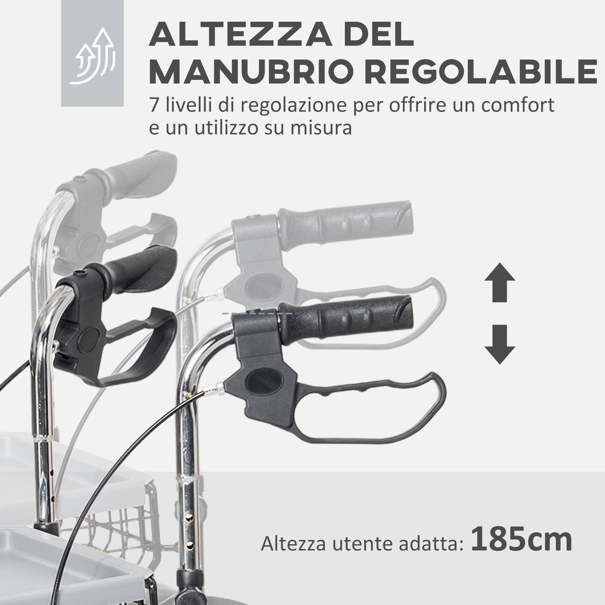 easycomfort easycomfort deambulatore per anziani e disabili ad altezza regolabile con cestino e vassoio 60x62x84 100 5 cm nero