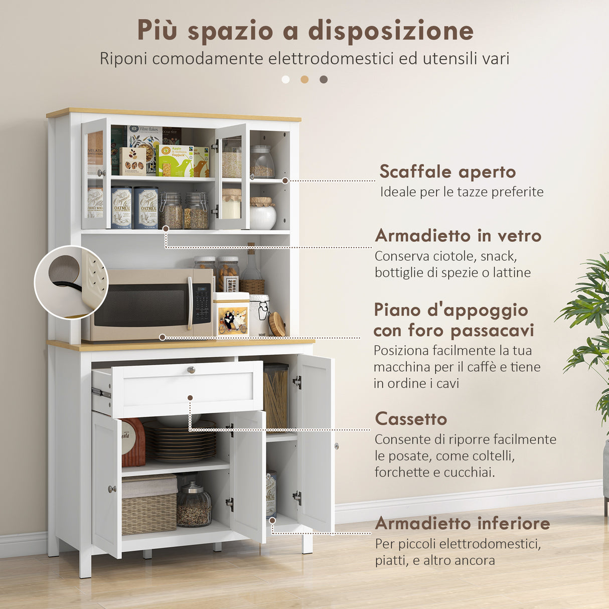 easycomfort easycomfort dispensa cucina con cassetti ripiani aperti e scaffali regolabili in legno 100x40x180 cm bianco