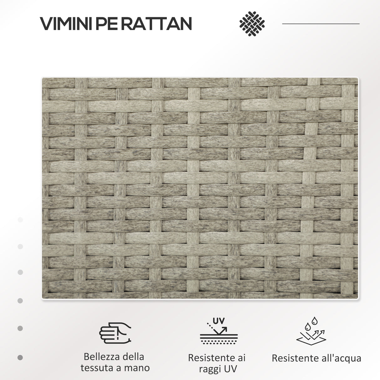 easycomfort easycomfort divanetto per esterni 2 posti con tavolino da caffe in acciaio e rattan pe 137x59x82 cm grigio e crema