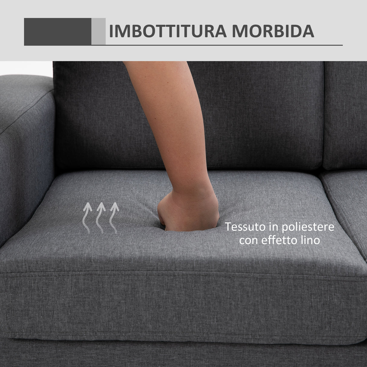 easycomfort easycomfort divano a 3 posti relax salotto con cuscini 200 82 78cm tessuto di lino grigio