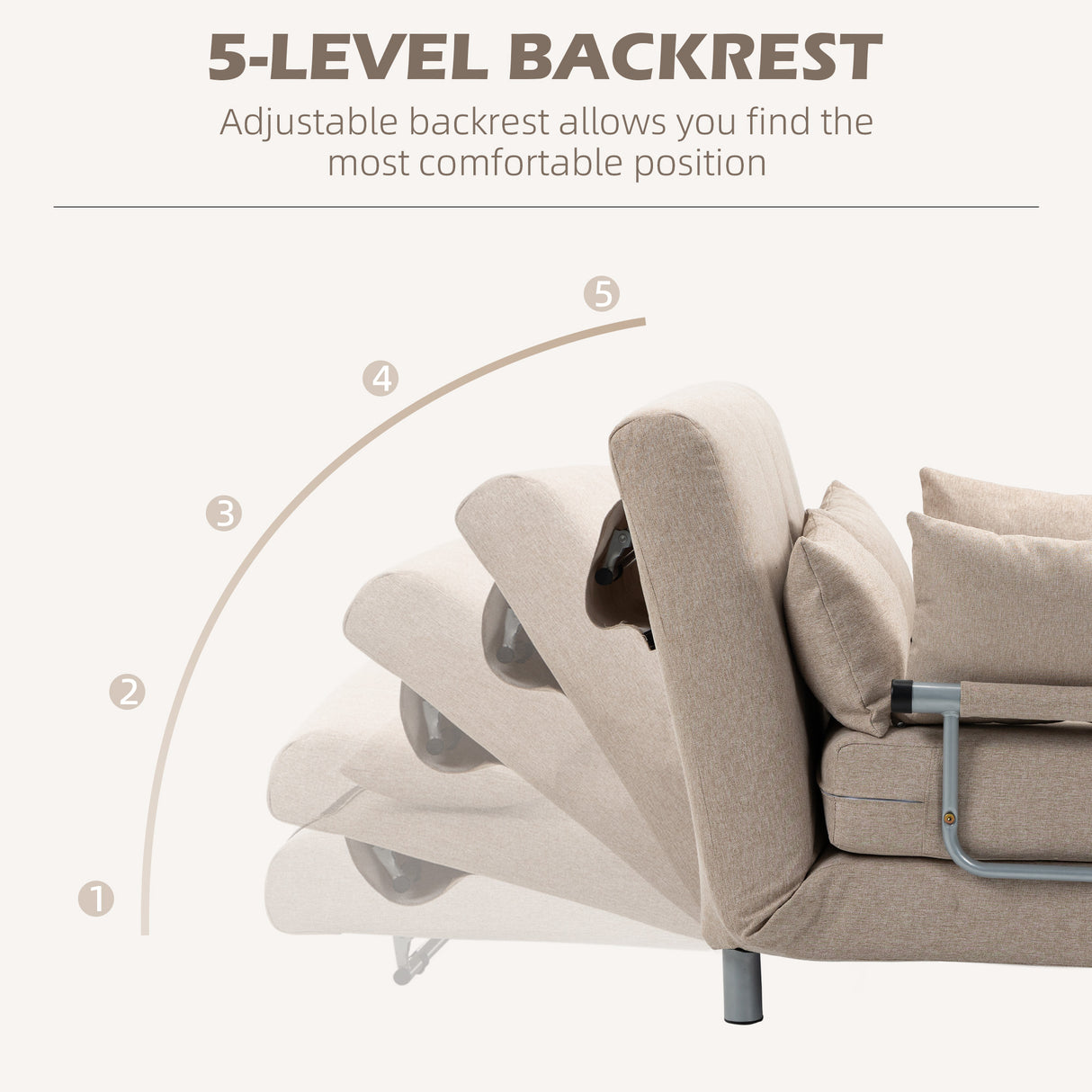 easycomfort easycomfort divano letto 2 posti 3 in 1 convertibile in poltrona reclinabile e 4 cuscini 102x82x81 cm beige ean 8055776914848