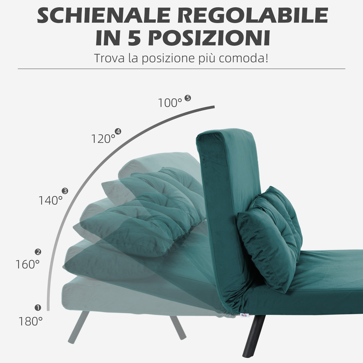 easycomfort easycomfort divano letto matrimoniale 3 in 1 vellutato con schienale regolabile in 5 livelli e cuscini blu scuro