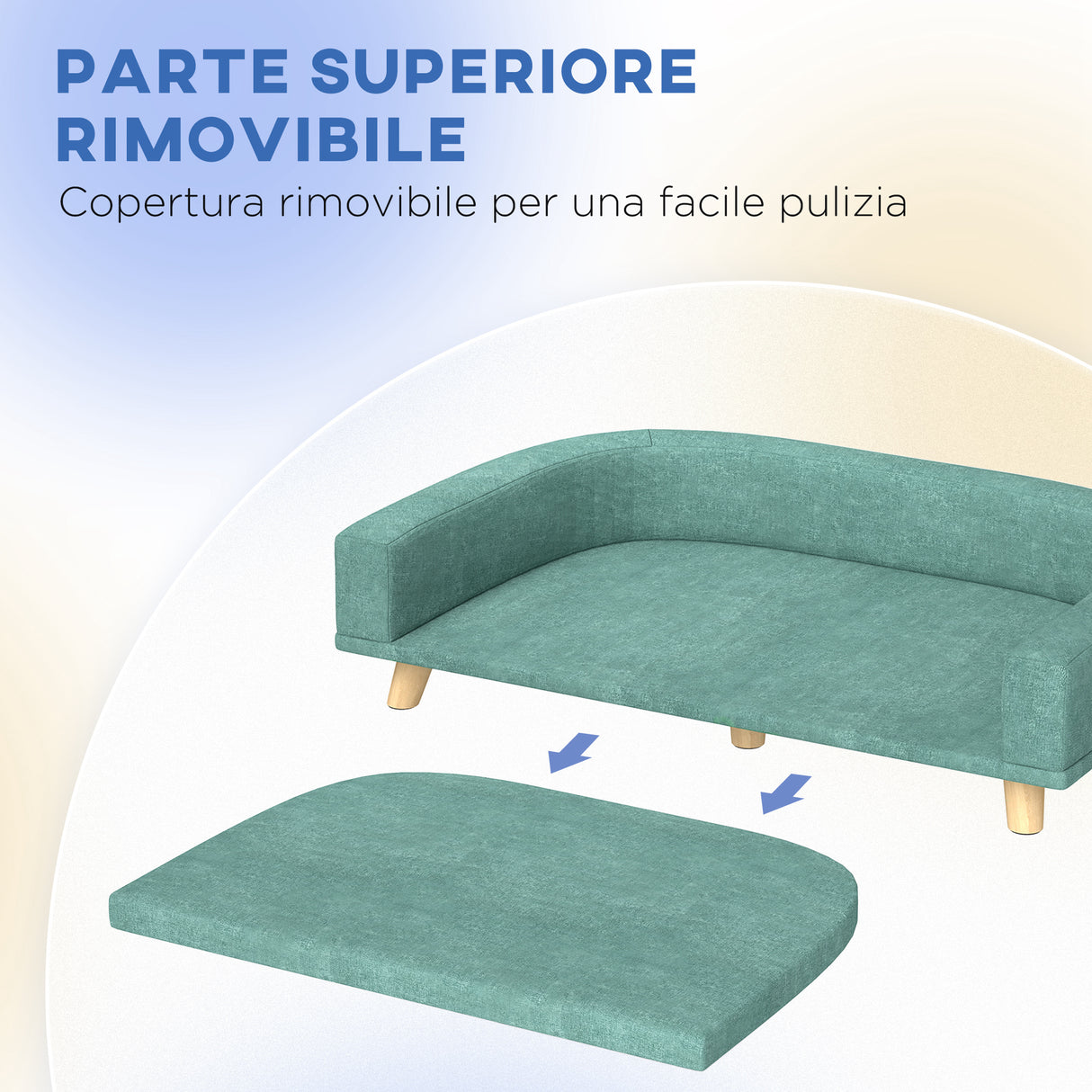 easycomfort easycomfort divano per cani di taglia grande con gambe rialzate e cuscino sfoderabile 98x67x25 cm verde chiaro