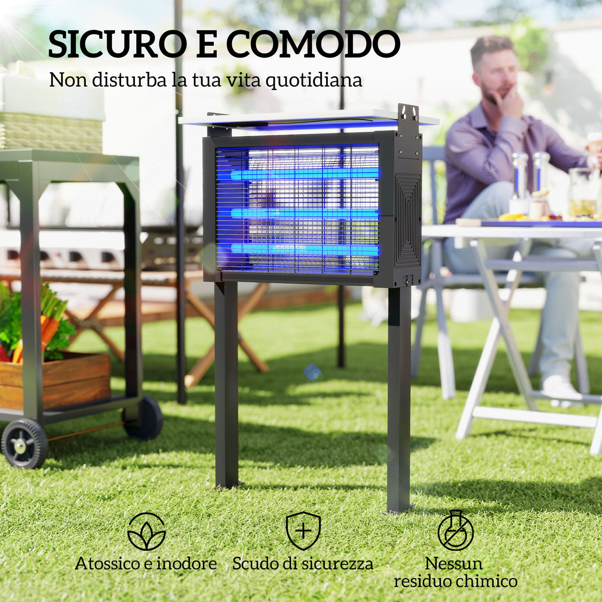 easycomfort easycomfort lampada antizanzare per esterno a energia solare con 60 led e rete di protezione nero